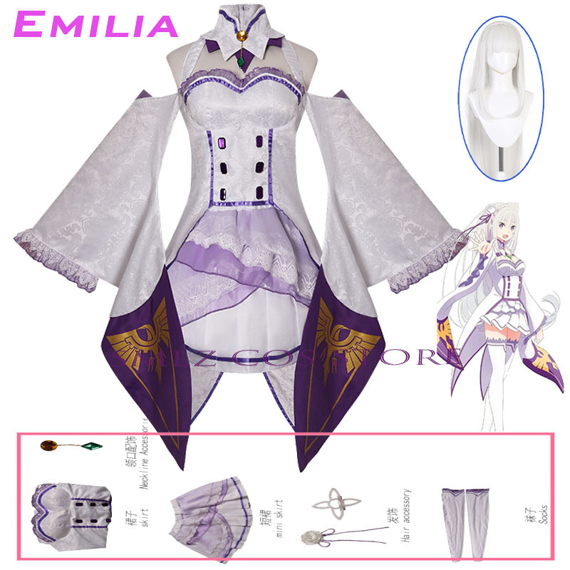 Anime Cosplay Wig - Emilia Cosplay Anime Re Zero Kara