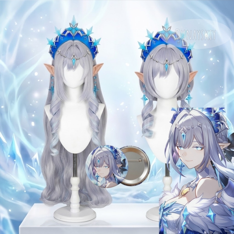 Anime Cosplay Long Hair - Genshin Impact Anastasia Silvery‑grey Gradient Long