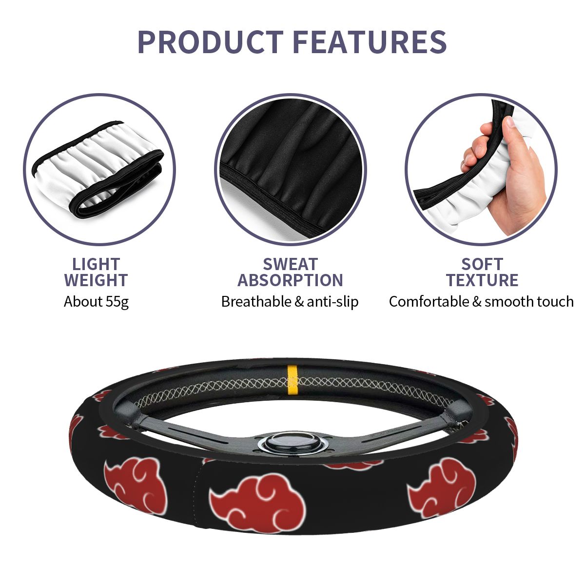 38cm Steering Wheel Covers Aka - огляд і ціна Naruto Headband Metal